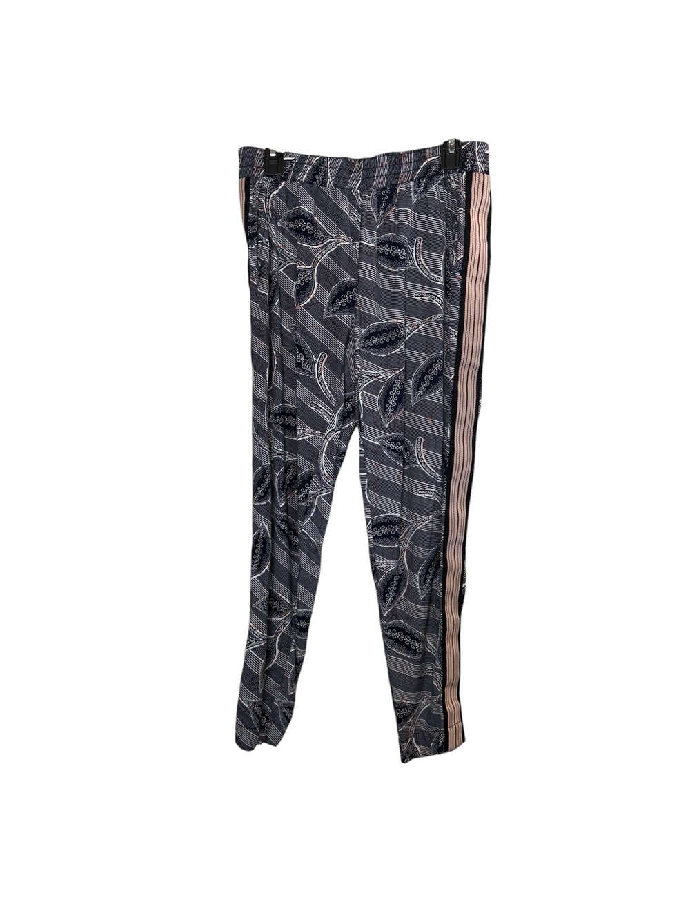 HEI HEI Women’s Botanical Leaf Print Jogger Style Pants with Ribbon Detail Sz S